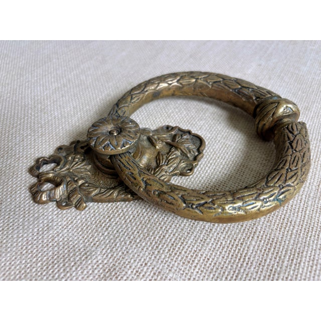 French Antique Cast Bronze French Neoclassical Laural Wreath Door Knocker For Sale - Image 3 of 4