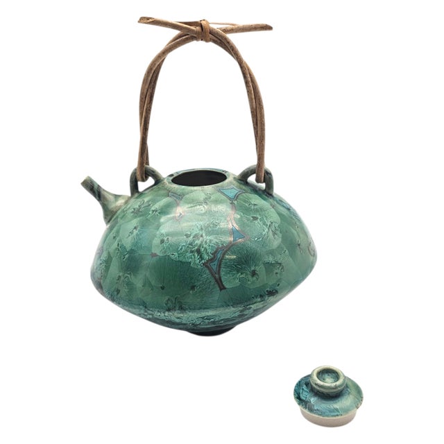 Green Jack Boydston Signed Crystalline Studio Teapot c.1948 5" For Sale - Image 8 of 18