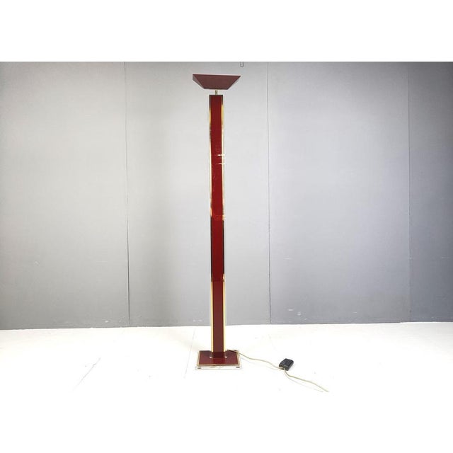 Hollywood Regency Vintage Brass and Acrylic Glass Floor Lamp, 1970s For Sale - Image 3 of 9