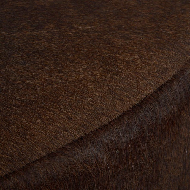 Bronze Iron & Cow Hide Round Ottoman For Sale In Los Angeles - Image 6 of 7