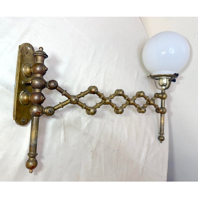 Industrial Antique Expandable Extendable Brass Industrial Electric Wall Sconce Fixture Lamp For Sale - Image 3 of 12
