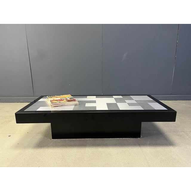 Black Vintage Lacquer and Aluminum Coffee Table, 1970s For Sale - Image 8 of 13