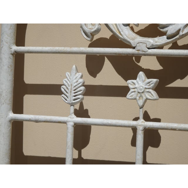 Pair Tall Vintage French Country Cast Iron White Twin Bed Frames Headboards For Sale - Image 10 of 12