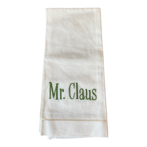 Cotton Tea Towel, "Mr. Claus", Henry Hand Work
