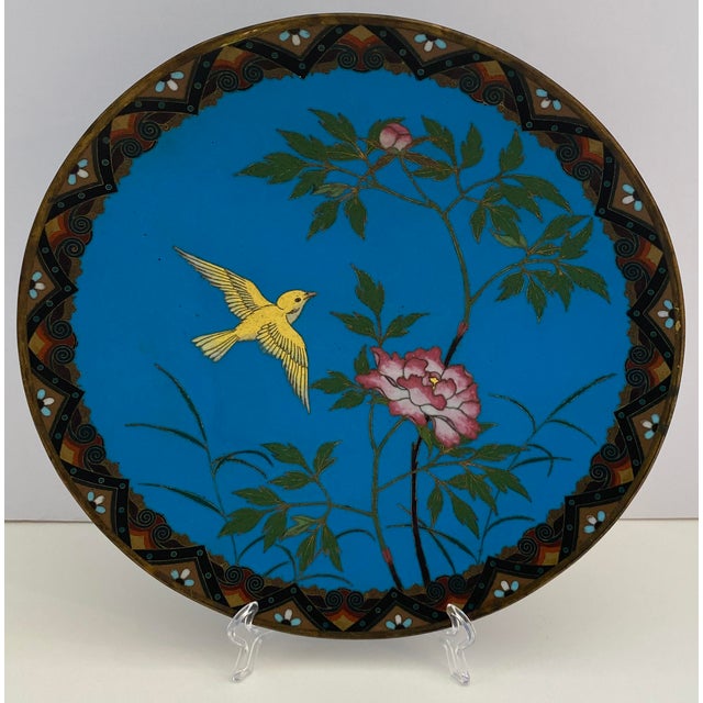 Antique Japanese Meiji Cloissoné Charger Plate For Sale - Image 4 of 11