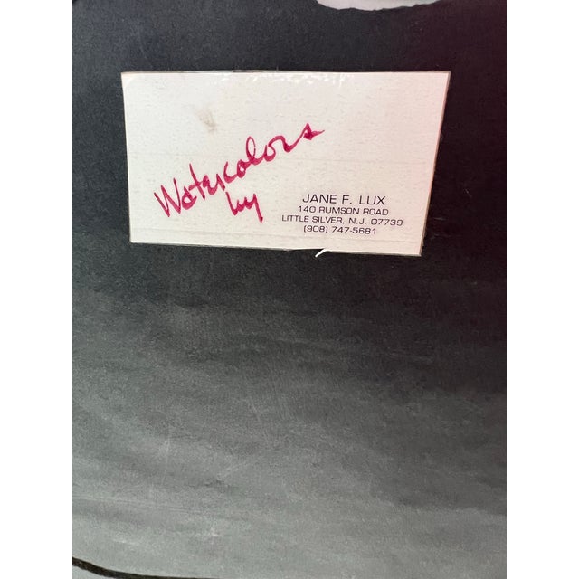 Traditional 1980s Jane F. Lux Framed Watercolor Painting Featuring Yellow Lilies With Green Leaves For Sale - Image 3 of 3