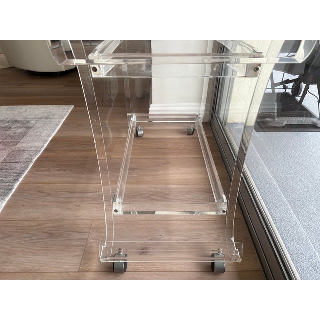 Mid Century Modern Lucite Bar Cart on Casters For Sale In Philadelphia - Image 6 of 15