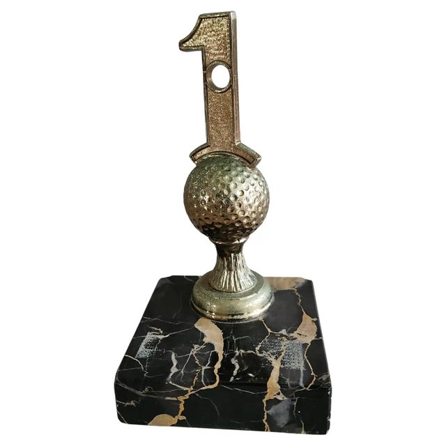 1962 Golf Hole in One Trophy on Black Marble Base For Sale - Image 9 of 11