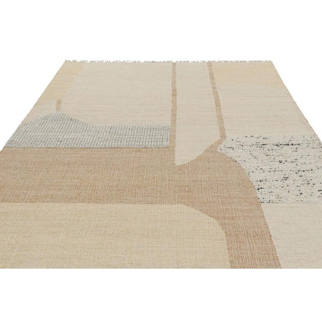 2010s Rug & Kilim’s Abstract Flatweave With Cream and Beige Geometric Patterns For Sale - Image 5 of 7