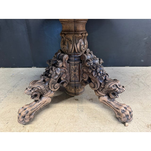French Carved Oak Hunting Table, 1869 For Sale - Image 3 of 12