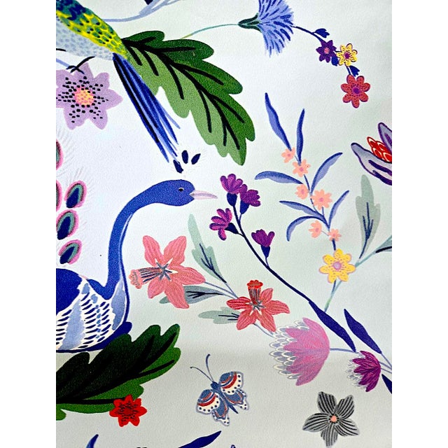 Anthropologie Roll of Anthropologie Sylvia Floral Peacock Wallpaper in Light Denim, 27' Long For Sale - Image 4 of 8