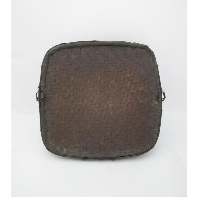 Wood Filipino Ifugao Hukop Handwoven Square Lidded Rice Basket Storage Box For Sale - Image 7 of 9