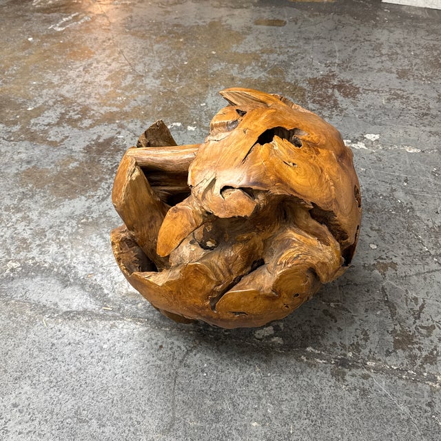 Wood Root Hand-Carved Organic Sculpture Sphere, Large For Sale - Image 4 of 12