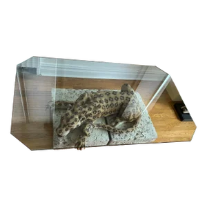 1970s Leopard Statue on Stone Coffee Table