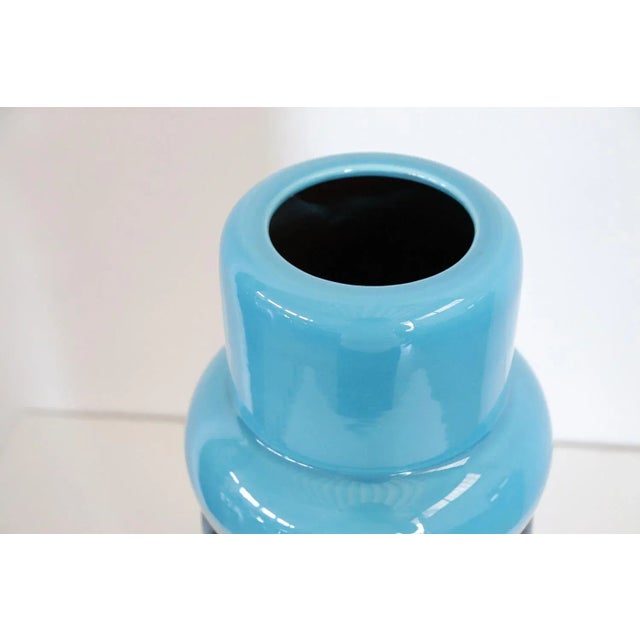 1970s Artistic Vase in Blue and Brown Ceramic, 1970s For Sale - Image 5 of 7