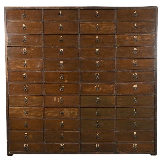 Large Storage Unit with 48 Numbered Drawers For Sale
