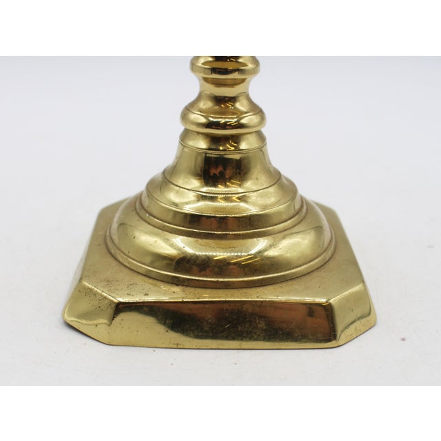 Mid 19th Century Circa 1860 English Pair of Brass 11" Candlesticks For Sale - Image 5 of 7