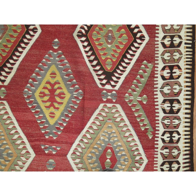 Early 20th Century Tribal Red Turkish Gallery Kilim Runner - 4'10" x 12'3" For Sale - Image 4 of 6