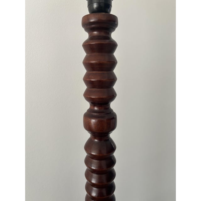 1970s Vintage Turned Wood Floor Lamp with Integrated Shelf, 1970s For Sale - Image 5 of 13