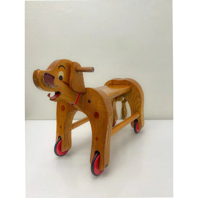 Vintage Wooden Childs Toy Dog on Wheels, 1960s For Sale - Image 3 of 12
