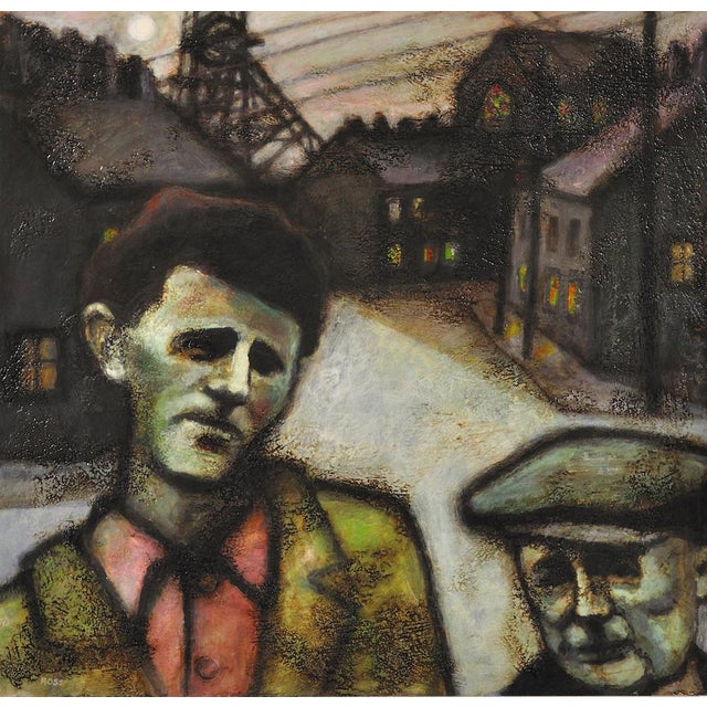 Peter Ross. English (b.1941). The Young Richard Burton And His father. Welsh Coal Mining Community. Oil On Board. Signed...