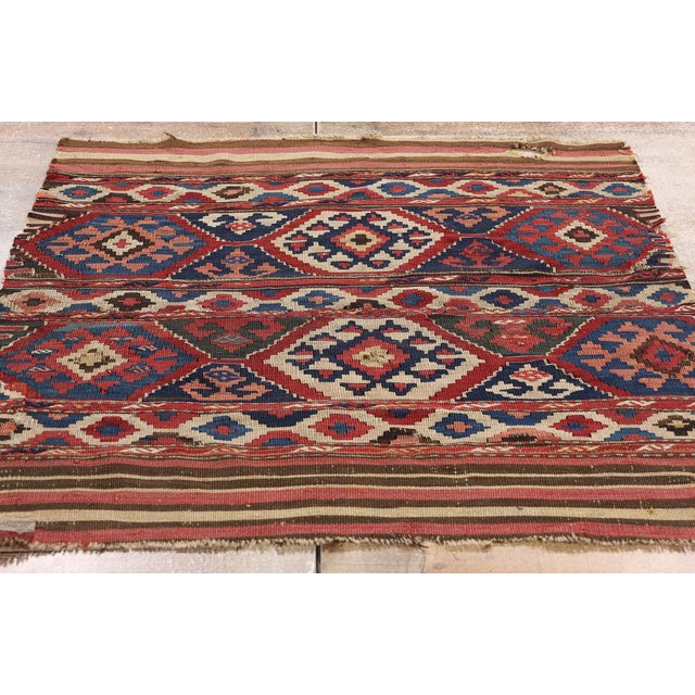 Brown 1880's Distressed Antique Caucasian Shirvan Kilim Rug - 02'11 X 03'06 For Sale - Image 8 of 9