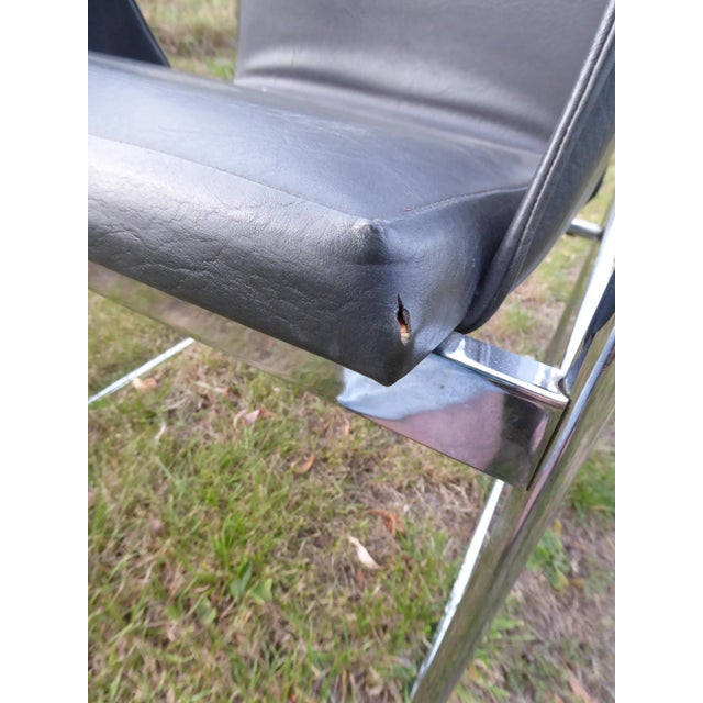 1960s Modernist Chrome and Skai Armchair, 1960s For Sale - Image 5 of 6