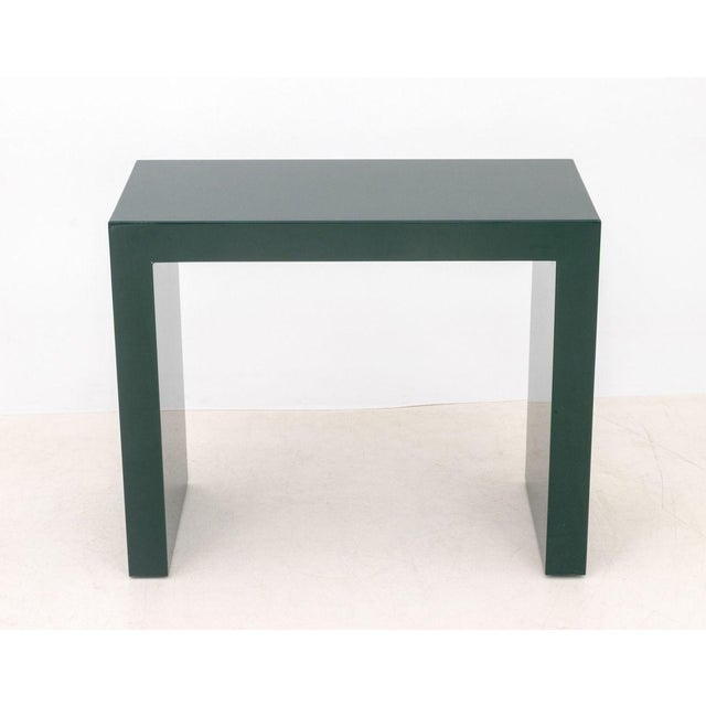 Modern Green Lacquered Console Table. 29" H x 36" W x 18" D. Provenance: From a Westchester County Estate.