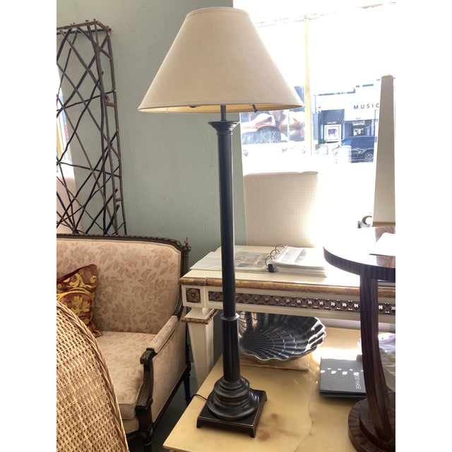 Aged Bronze Metal Doric Column Floor Lamp For Sale In Los Angeles - Image 6 of 9