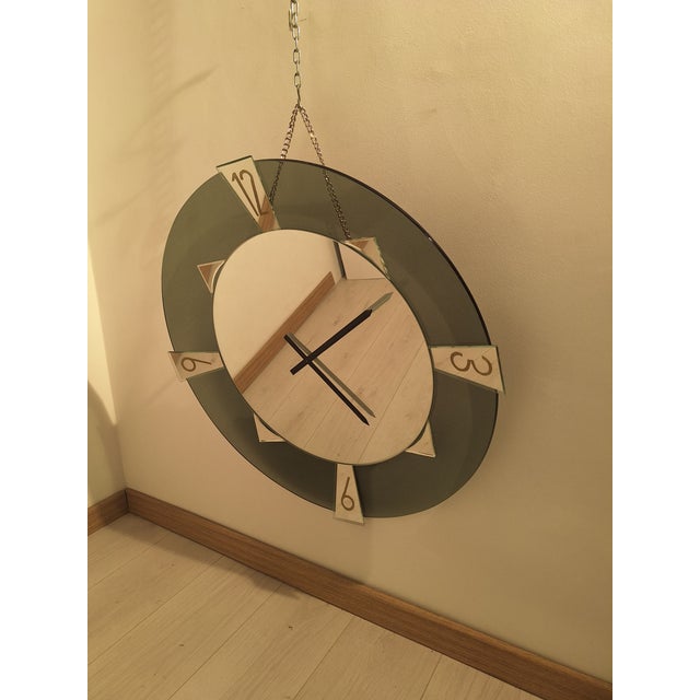Wall Clock in Smoked Glass, 1970s For Sale - Image 6 of 9
