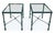 A pair of verdigris finish rectangular wrought iron side tables in the style of Giacometti.