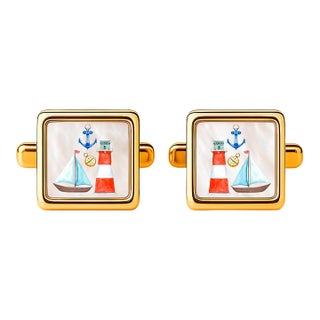 Mother of Pearl Cufflinks - Yacht Cufflinks, A Pair For Sale