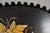 Vintage French Country Black and Gold Hand Painted Oval Toleware Serving Tray For Sale - Image 13 of 15