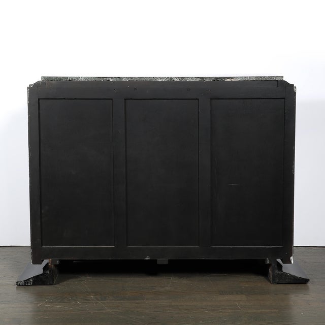 Art Deco Walnut & Black Lacquer Curved-Front Cabinet W/ Verde Saint Denis Top For Sale - Image 10 of 15