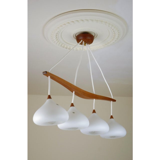 1960s Swedish Teak and Glass Four Light Hanging Lamp, 1960s For Sale - Image 5 of 13