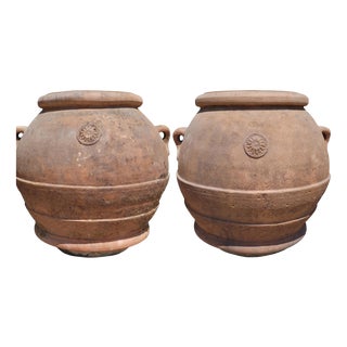 Antique Tuscan Oil Jars by Carlo Vanni, Impruneta, Florence, Set of 2 For Sale