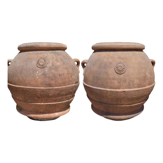 Antique Tuscan Oil Jars by Carlo Vanni, Impruneta, Florence, Set of 2 For Sale
