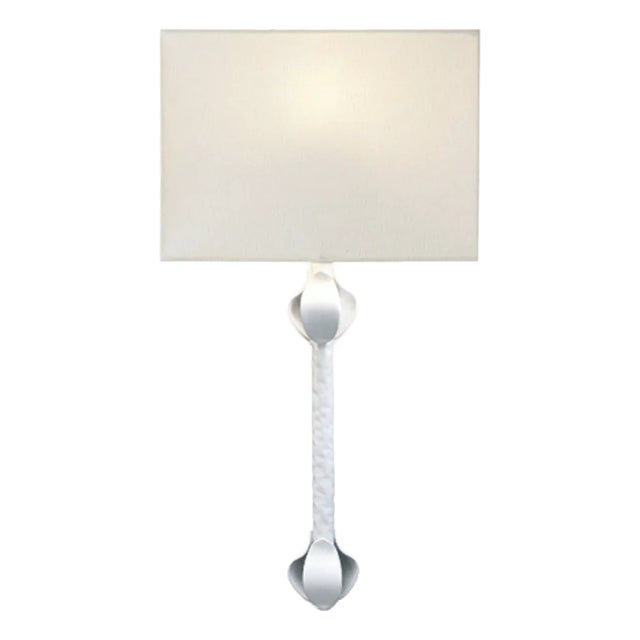 Matthew Izzo Home Linda Flush Iron Wall Sconce in Powder Coat White For Sale