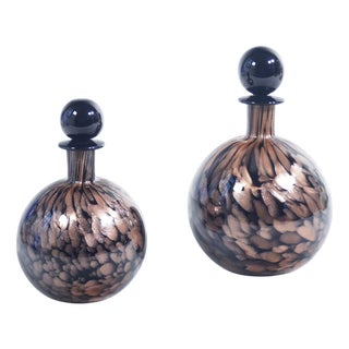Blown Glass Bottles by Carlo Moretti, Set of 2 For Sale