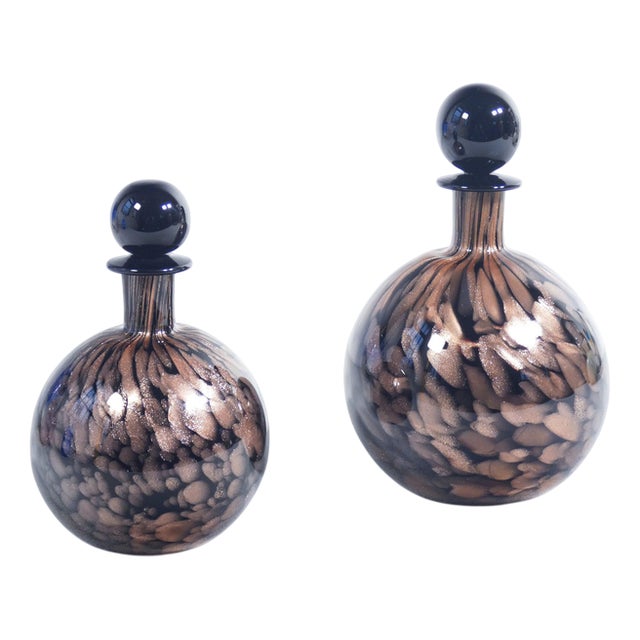 Blown Glass Bottles by Carlo Moretti, Set of 2 For Sale