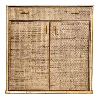 Bamboo & Wicker Sideboard, 1980s For Sale