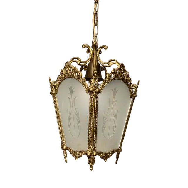French Lantern in Brass and Glass For Sale