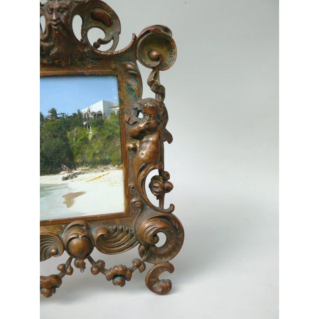 Neo-Baroque Picture Frame with Neptune, Putti and Shells, Bronze, Germany, 1890s For Sale - Image 11 of 18