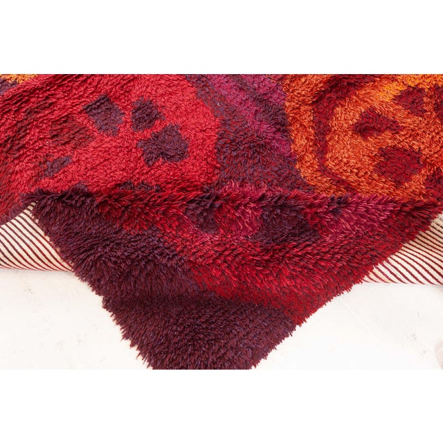 Burgundy Doris Leslie Blau Vintage Swedish Rya Rug For Sale - Image 8 of 9