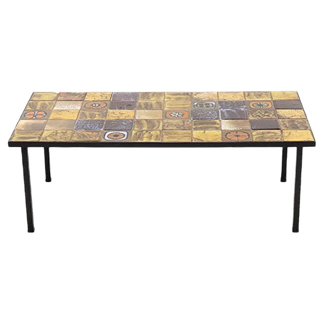 Ceramic & Metal Coffee Table, 1960s For Sale