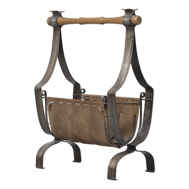 Mid-Century Brutalist Magazine Rack, 1970s For Sale