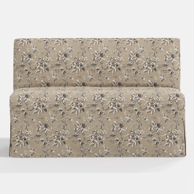 Cloth & Company Stoffer Home x Cloth & Company Lindy Slipcover Dining Banquette in Michigan Bird Toile Sand For Sale - Image 4 of 6