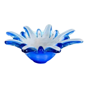 1960s Italian Blue and White Sommerso Art Glass Bowl