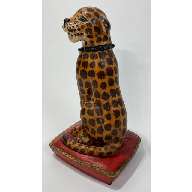 Figurative Antique Handmade Ceramic Spotted Cat Figure For Sale - Image 3 of 10