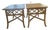 Ficks Reed 2 End Tables Distressed Pineapple Bamboo White Formica Top For Sale